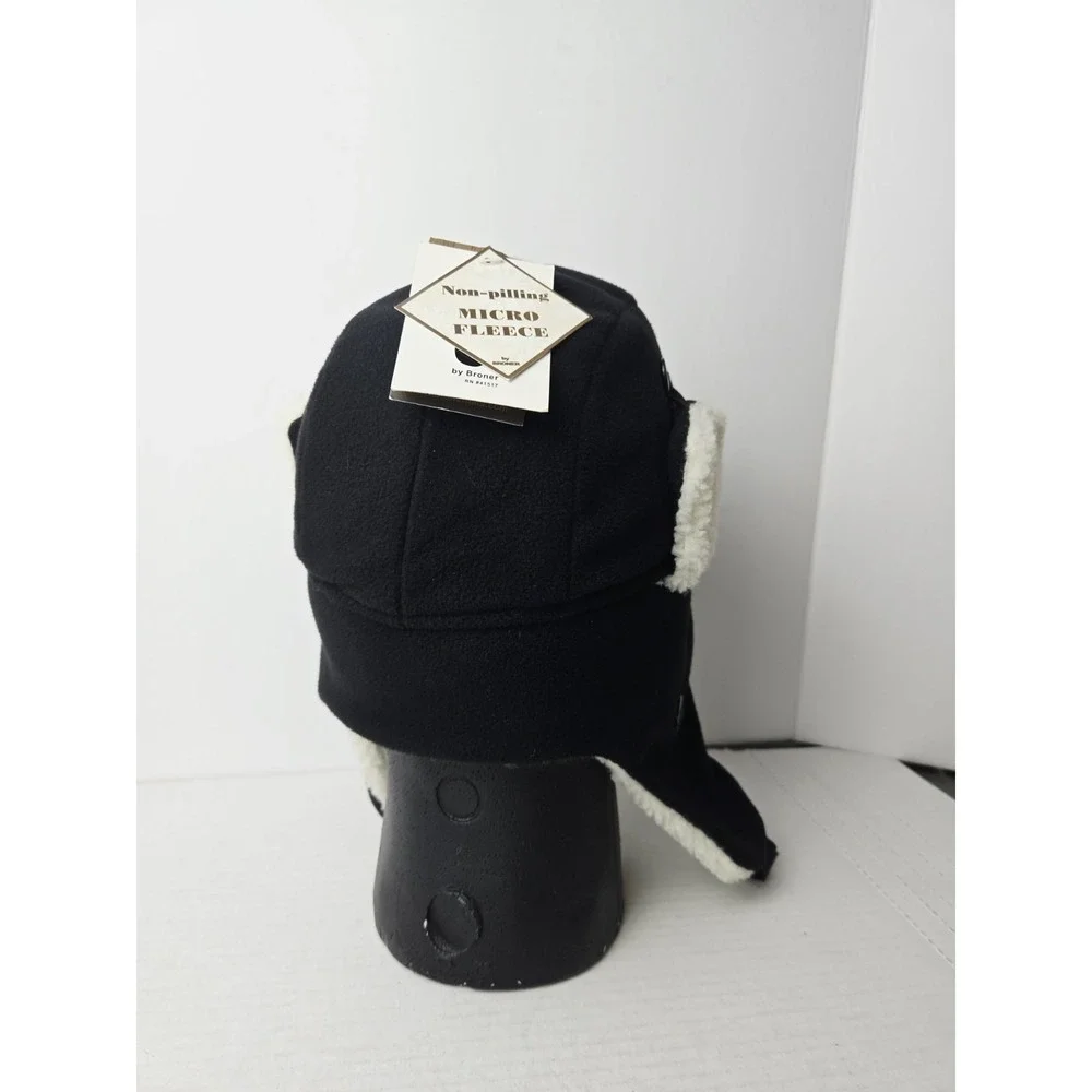 Winter Hat Kids Broner NWT fur trapper black size 6-10 years fleece